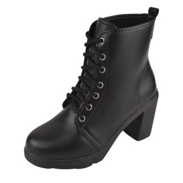 Imagem de Coturno Bota Feminino Cano Curto Salto Tratorado Moda - MANIA DE MULHE