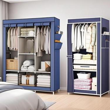 Imagem de Guarda Roupa Portátil Desmontável Organizador Prático Solteiro e Casal(AZUL ESCURO,CASAL)