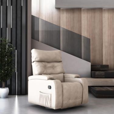 Imagem de Poltrona Giratória Reclinável Urbino Corino Bege