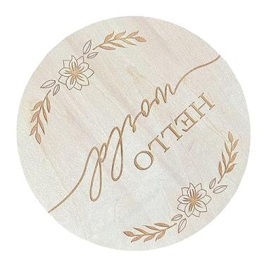 Imagem de TOPINCN Redonda de Madeira olá Palavra Word Signo de Terminação para Decoração de Jardim de Infância Sessão de Fotos de bebê (L2)