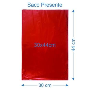 Imagem de 50 Saco de Presente Metalizado 30x44cm - AAZ, Vermelho