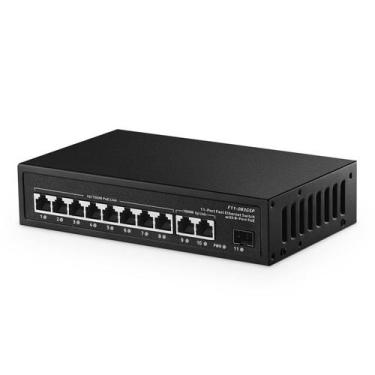 Imagem de Switch POE Binardat 11 portas 8 POE+ 10/100 Mbps 2 Gigabit