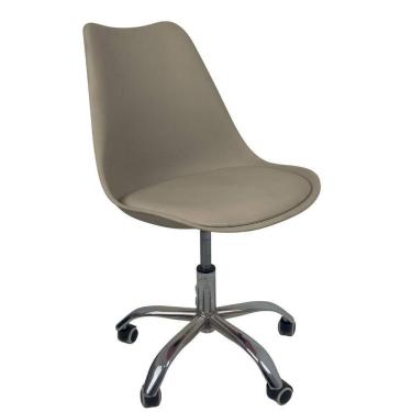Imagem de Cadeira Office Base Cromada Com Rodizio Giratória Saarinen Bege