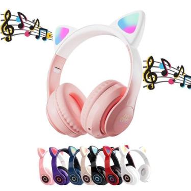 Imagem de Fone Infantil Bluetooth Gatinho Led Barato - Fss Variedades