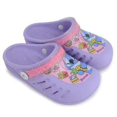 Imagem de Sandalia Babuche Grendene Kids Feminina Stitch Lilas, 25, Lilás, Glitt