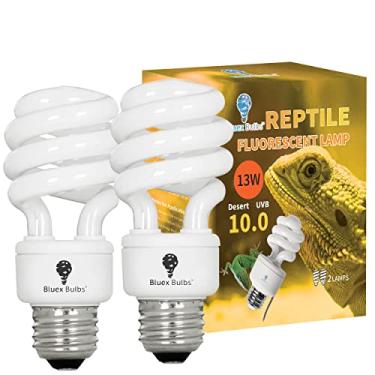 Imagem de 2 Pack 13-Watt Reptile Bulb Desert UVA UVB Light - 10.0 UVB Reptile Light - Compact Florescent Terrarium Bulb Suitable for Desert Reptiles Lizards Bearded Dragons Tortoises CFL UVB Bulb (13 Watt 10.0)