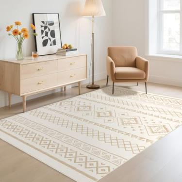 Imagem de Season wind Tapetes laváveis, creme, 7,5 x 12,5 cm, moderno, neutro, antiderrapante, camada baixa, piso interno, pequeno tapete para sala de estar, quarto, sala de jantar, cozinha