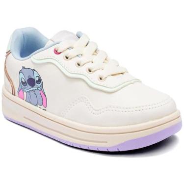 Imagem de Tênis Infantil Disney Stitch Recortes Menina - Branco e Lilás, 31