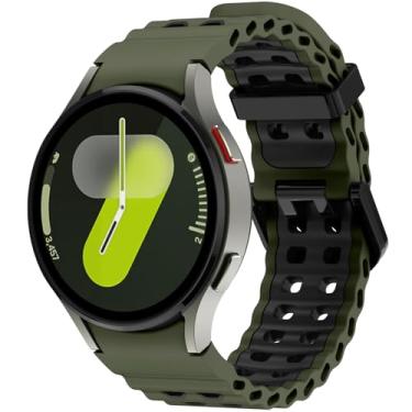 Imagem de Pulseiras de silicone marinho compatíveis com Samsung Galaxy Watch Ultra 7 6 5 4 FE de 47 mm, 40 mm, 44 mm, 5 Pro 6, pulseira respirável, esportiva sem lacunas, compatível com Samsung Watch Ultra de