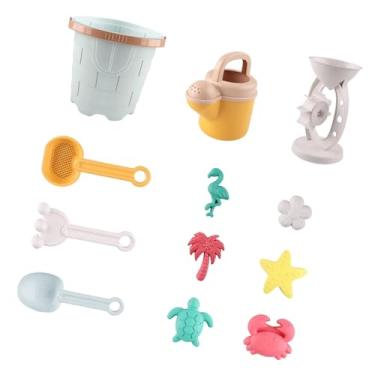 Imagem de Luwecf Brinquedos de praia para crianças, brinquedo de areia, kit de pá de areia, balde de praia para crianças de 3 a 10 anos, Azul
