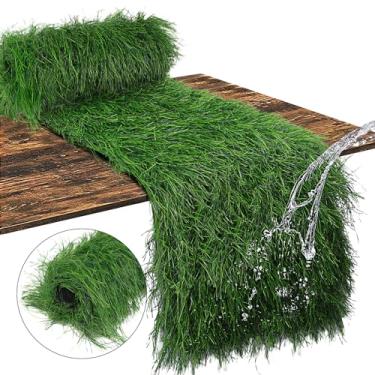 Imagem de Vijiv Caminho De Mesa Grama Sintética Para Festas Ao Ar Livre, Centro Artificial Verde 33 X 91 Cm, Decoração Falsa, Aniversário, Jantar, Chá Bebê, Casamento, Pátio, Uso Interno