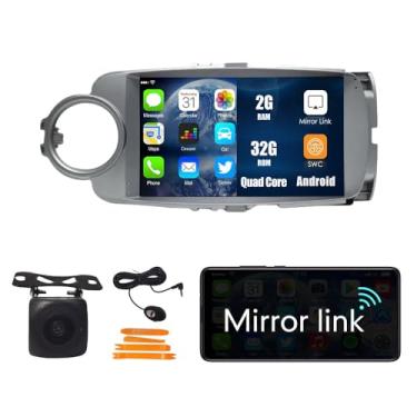 Imagem de Kunfine Rádio GPS estéreo de navegação Android para carro, visor de câmera reversa, tela sensível ao toque IPS de 9 polegadas, tablet pad para Toyota Yaris 2012-2017, se aplicável Quad Core 2G + 32G