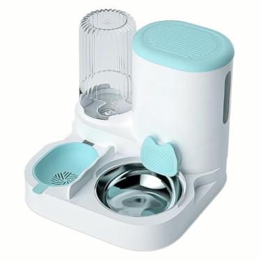 Imagem de Bebedouro e Comedouro Alimentador Automático Duplo 2 em 1 Cães e Gatos 800ml para Pet(Azul)