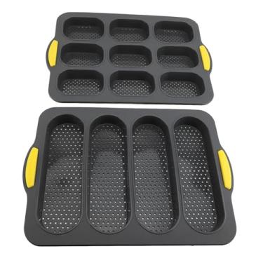Imagem de Aramox Mini Pão de Pão, Panela de Pão de Silicone Antiaderente Com 9 Grades, 4 Grades de Pão, Pincel e Espátula, Fácil de Soltar, Dobrável, Lavadora de Louça Segura, para Pão Integral,