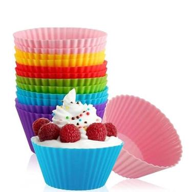 Imagem de Forminha De Silicone Cupcake Kit Com 12 Peças Antiaderente Reutilizável Airfryer E Forno