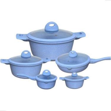 Imagem de Jogo De Panelas Antiaderente 5 Peças Ceramic Cores Cor Azul - XDX