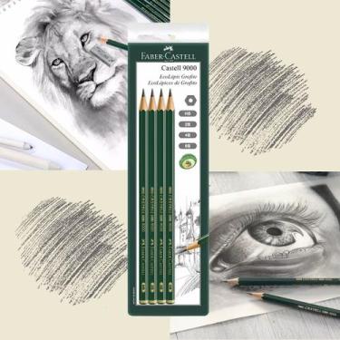 Imagem de Kit EcoLápis Grafite 9000 4un HB 2B 4B 6B para Desenho Profissional Fa