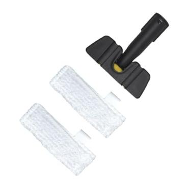 Imagem de IEUDNS Cabeça de esfregão para limpeza a vapor, acessório para bico de piso, peças de reposição, limpador a vapor portátil resistente e reutilizável, cabeça, com 2 Mops Brancos