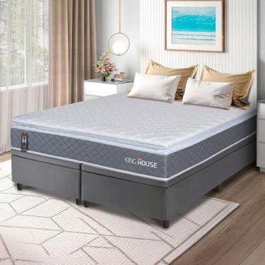 Imagem de Conjunto Box Baú Cinza Luanda Cinza Espuma D28 King 193x203x69 - King House