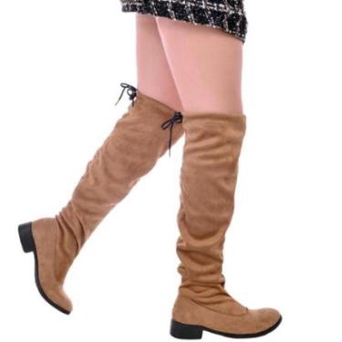 Imagem de Bota Feminina Over The Knee Cano Longo Camurça Moda Inverno Elegante Acima do Joelho Lançamento-Feminino