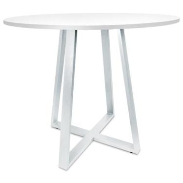 Imagem de Mesa De Jantar Para Cozinha Em aço Estilo Industrial Gizé Tampo Redond