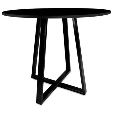 Imagem de Mesa De Jantar Para Cozinha Em aço Estilo Industrial Gizé Tampo Redond