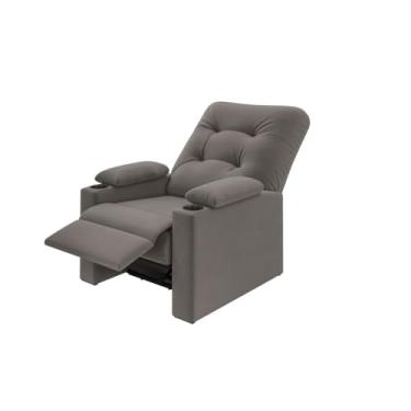 Imagem de Poltrona Retrátil/Reclinável porta copos Suede Cinza - Sofás