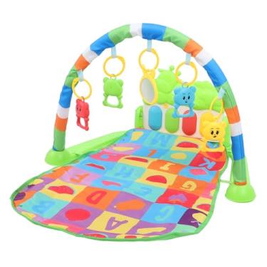 Imagem de Baby Play Play Mat Gym Kick Piano Atividade Center com Music Fitness Tak Soft Fabric para recém -nascido infantil infantil de 0 a 36 meses Design dobrável inclui 5 chocalhos