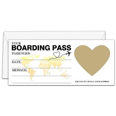 Imagem de AWSICE Cartão de raspadinha de embarque, 2 conjuntos Faça seu próprio bilhete de viagem DIY, presente de cartão de revelação surpresa para férias, Natal, casamento, aniversário, aniversário, dia dos