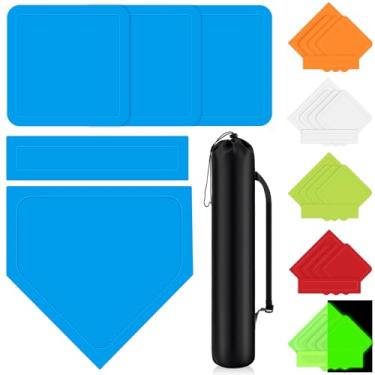 Imagem de Hiboom Conjunto de 5 peças de base de beisebol e softbol com bolsa de transporte portátil, 3 bases de arremesso, 1 placa inicial 1 borracha de arremesso para kickball, softball, quintal, playground