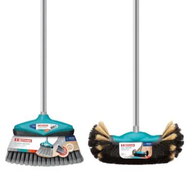 Imagem de Kit Limpeza 1 Vassoura Externa 1 Vassoura Interna Cerdas Macias Noviça Com Cabo Multiuso