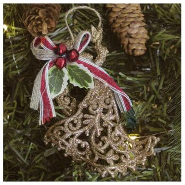 Imagem de Kit 12 Enfeite Pendente Árvore Natal Anjo Dourado 12,5cm - Gici Christ