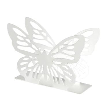 Imagem de ＫＬＫＣＭＳ Porta-guardanapos de borboleta para mesa, suporte para lenços de papel rústico e independente para de cozinha e inauguração de casa, Branco