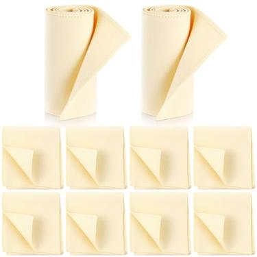 Imagem de 10 peças de kit de pano para sapatos de brilho, aplicadores de polimento, couro, botas, panos de cuidados de microfibra, limpador de camurça, Marfim, 3.9 x 19.7 inch