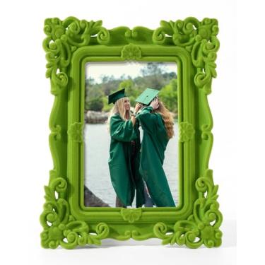 Imagem de FOLKOR Lindo porta-retratos 12 x 18 cm, moldura ornamentada verde rococó para plantas, desenhos de impressões de flores, molduras decorativas de 12 x 18 cm com vidro e suporte de verdade, decoração de