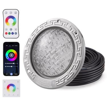 Imagem de HQUA Luz LED para piscina LUMORA 50W para nicho molhado de 25 cm - 120 VCA, cabo de 30 metros, controle inteligente (aplicativo/controle remoto/painel de parede), luz subaquática RGB regulável que