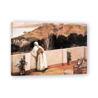 Imagem de Look Far Away John Lavery Iconic Realist Portrait & War Scene Canvas Art – Decoração de parede irlandesa atemporal para casa 80 x 112 cm emoldurada