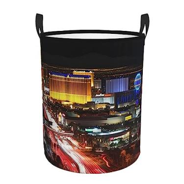 Imagem de Cesto de lavanderia noturno de Las Vegas, dobrável, impermeável, cesto de armazenamento de roupas com alças, pano Oxford, organizador de brinquedos, cesta para banheiro, lavanderia, quarto, médio