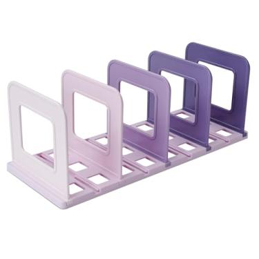 Imagem de BAYTORY Suporte de arquivo de mesa gradiente, organizador de arquivos vertical com divisórias ajustáveis, organizador de livros de mesa, prateleira de fichário para armário de prateleira de cozinha de