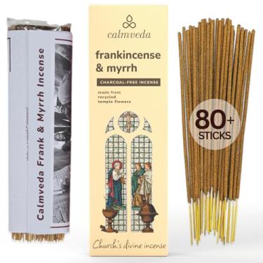 Imagem de Incenso de Igreja e Mirra – (80 varetas) Incenso sem carvão, feito de flores upcycled | Usado como incenso de cura espiritual na igreja (incenso de olíbano artesanal)