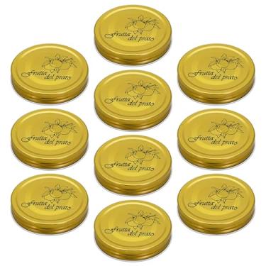 Imagem de 10 peças de tampas amplas de vidro pêssego douradas, 86 mm/3,38" tampas de placa de boca larga à prova de vazamento para potes de conserva Material de folha de flandres premium excelente vedação (10)