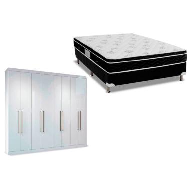 Imagem de Cama Box Casal + Colchão Physical Ortobom + Guarda Roupa Master Vip 8.4 Atacama-Jatobá