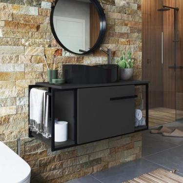 Imagem de Gabinete para Banheiro Suspenso Industrial com Cuba Berlin Preta Grafi