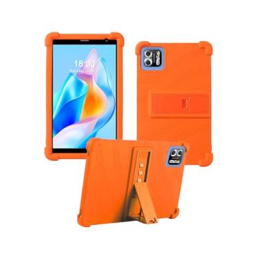 Imagem de Capa para tablet PRITOM B8/PRITOM L8/VASOUN Tab8 de 8 polegadas - Capa protetora de borracha leve à prova de choque de silicone macio e ajustável para crianças, laranja