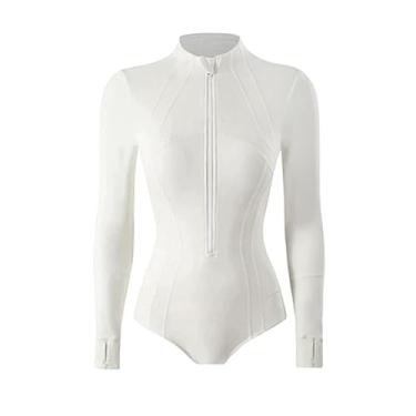 Imagem de MotiveTech Maiô Feminino de Manga Comprida, Roupa de Mergulho, Cobertura Total, Roupa de Banho, Roupa de Mergulho para Stand-up Paddle, Mergulho com Snorkel, Xxl