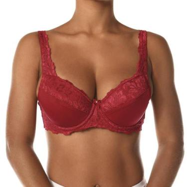 Imagem de Sutiã Sustentação DeMillus 65104 Com Renda, Carmim, 44