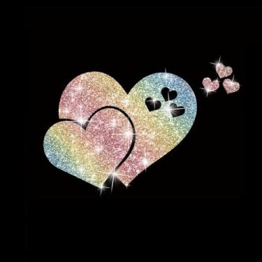 Imagem de Decalque de carro brilhante com vários corações amorosos autoadesivo PVC brilhante adesivo para carros, caminhões, motocicletas capa de porta multidecoração adesivo (colorido)