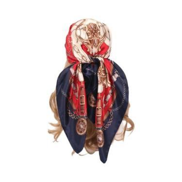 Imagem de Lenço De Seda Feminino 90x90cm, Quatro Estações, Hijab, Bandana, Envol