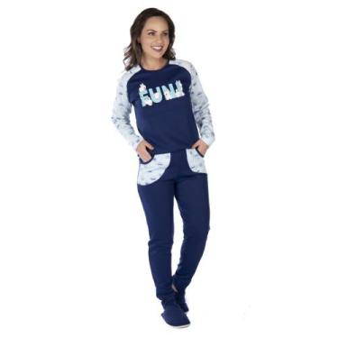 Imagem de Pijama De Inverno Victory Feminino De Manga Longa e Calça Com Bolsos A