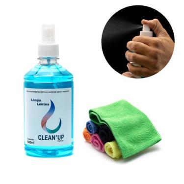 Imagem de Kit 1 Spray 500ml + 2 Flanela Magica 15x15cm - Limpa Lentes Óculos Tel